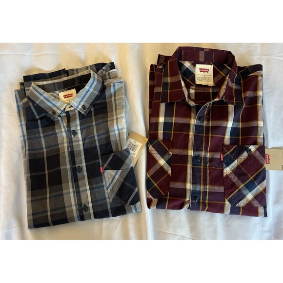 Lot of 2 LEVI'S LONG SLEEVE BUTTON DOWN PLAID SHIRTS Medium - Picture 1 of 16